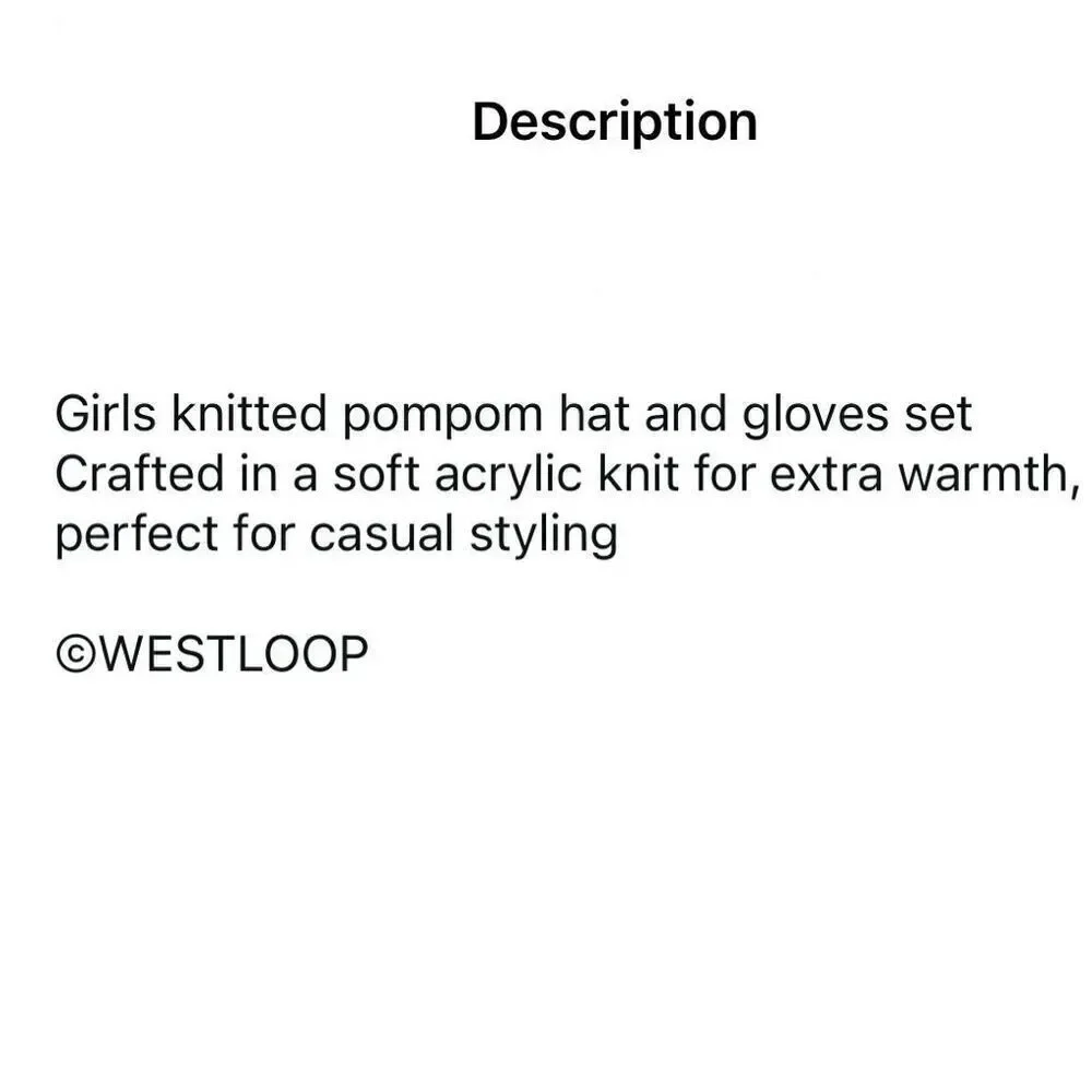 NWT West Loop Girl’s Blue,Purple.Pink, Mittens Gloves & Pom Pom Beanie hat set